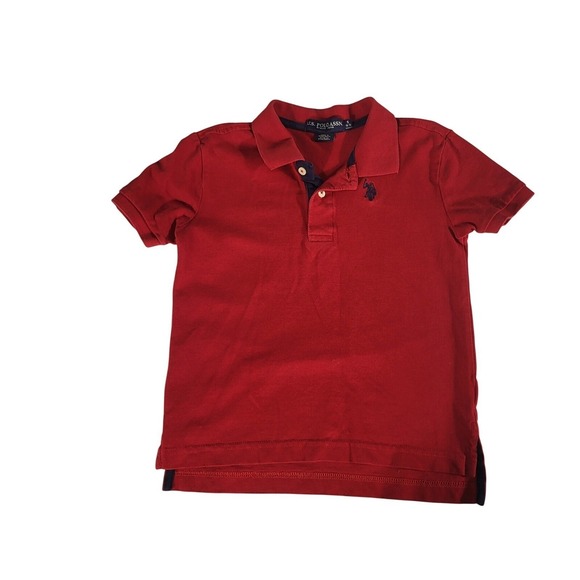 U.S. Polo Assn. Red Polo Shirt Short Sleeve Classic Logo Boys Size S 6-7 - Picture 2 of 8